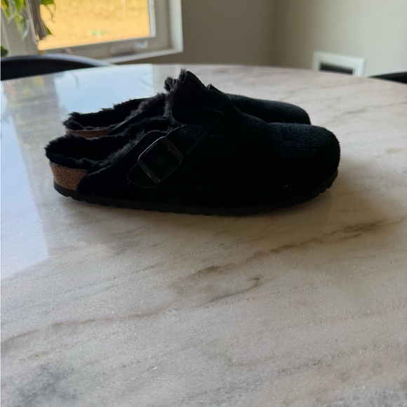Birkenstock Black Suede Boston Clog 8.5 or 39 shearling lined - Picture 2 of 8
